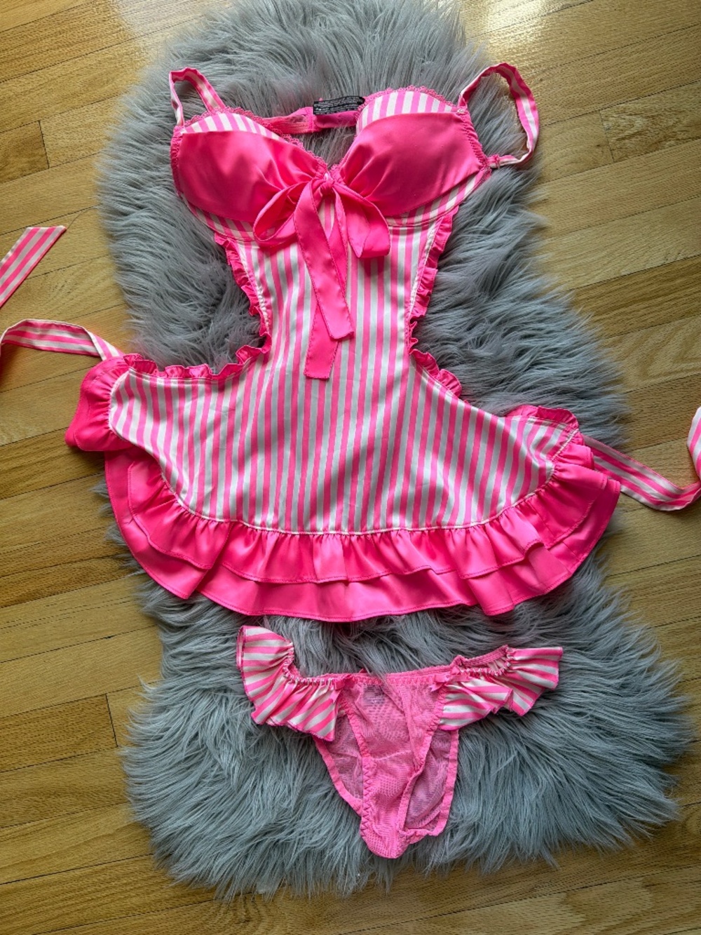 Vintage Victoria’s Secret Sexy Little Things Candy Stripe French Maid Apron Set